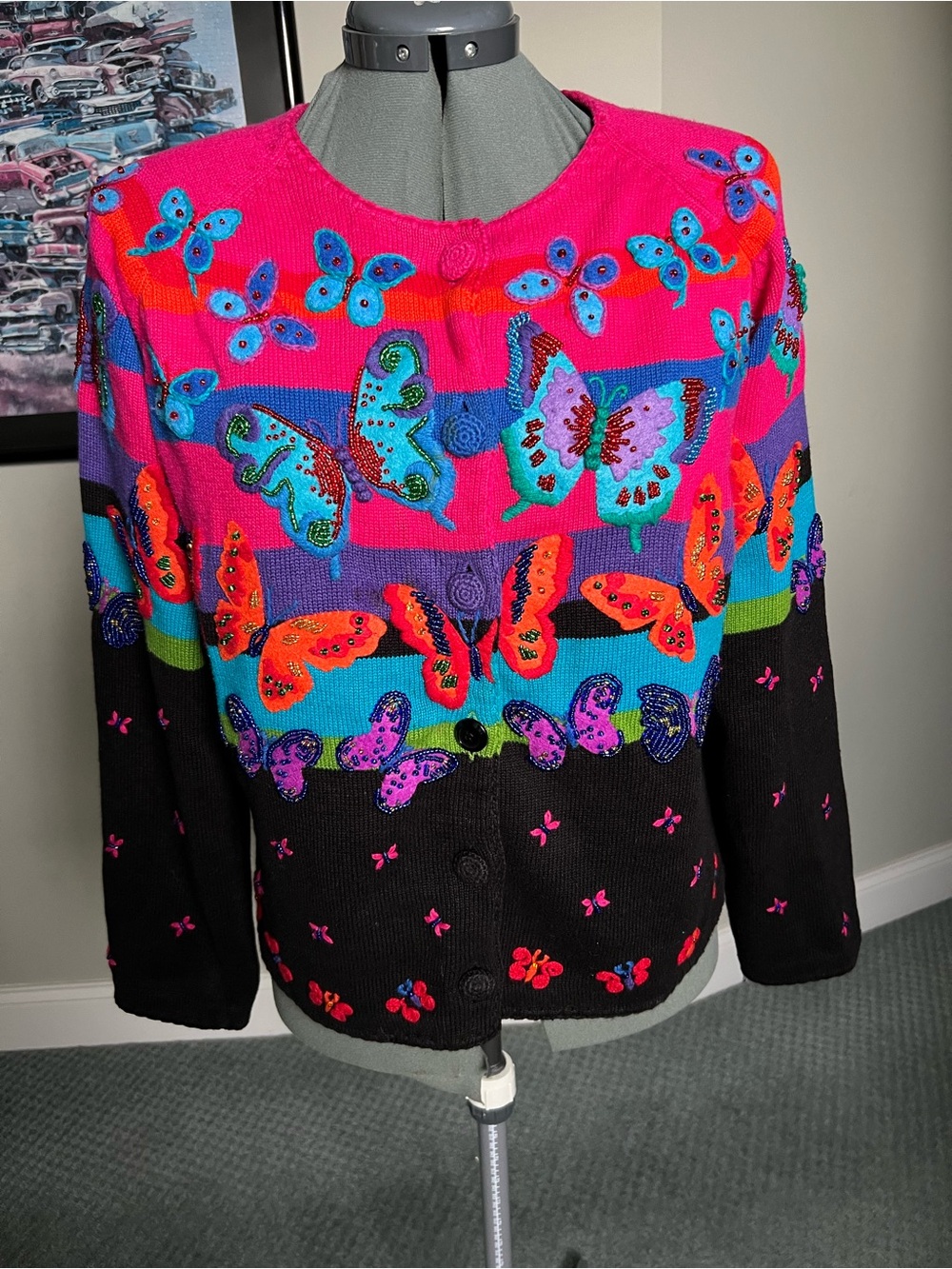 Michael Simon L Embroidered Butterfly Sweater cardigan